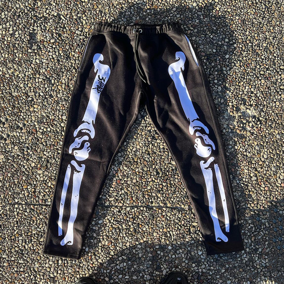 Skull And Skeleton Print Casual Men'S Trousers