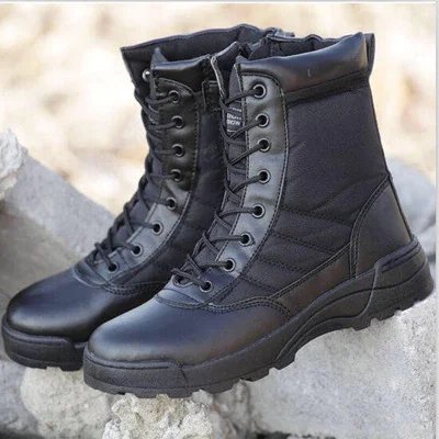 Colourp Fashion Men Boots Winter Outdoor Leather Military Boots Breathable Army Combat Boots Plus Size Desert Boots Men Hiking Shoes