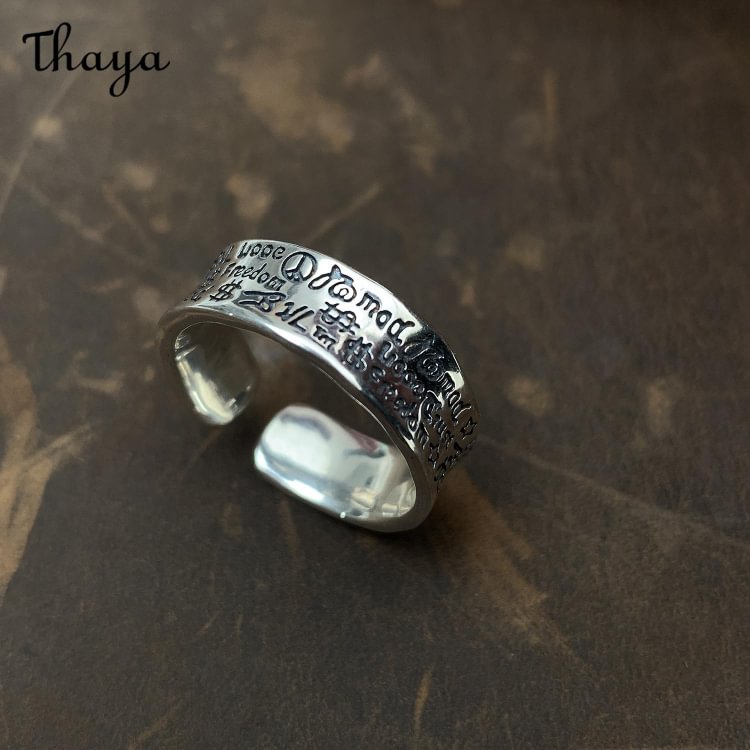 Thaya  925 Silver Vintage Graffiti Ring