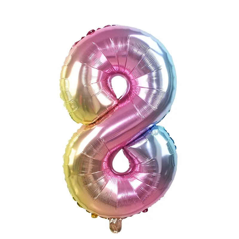 32inch Iridescent Rainbow Color Number Foil Balloons Birthday Wedding Party Decoration Digital Balloon Number Air Ballon Globos