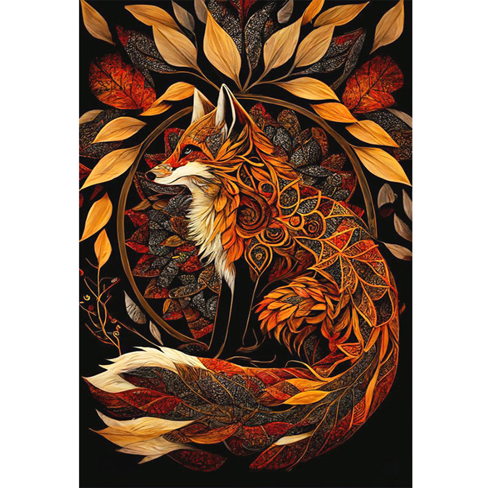 (Big Size) Dead Leaves Foxes - 11CT Stamped Cross Stitch 40*60CM