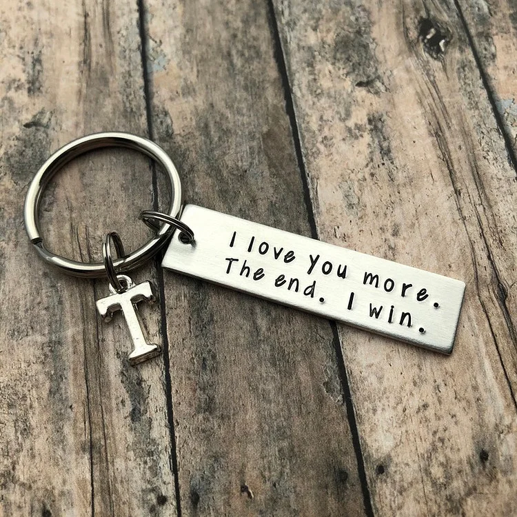 Personalized Initial Couple Keychain "I Love You More The End I Win"