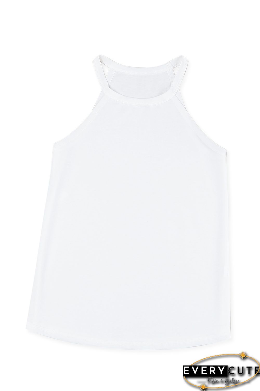 White Plain Halter Neck Tank Top