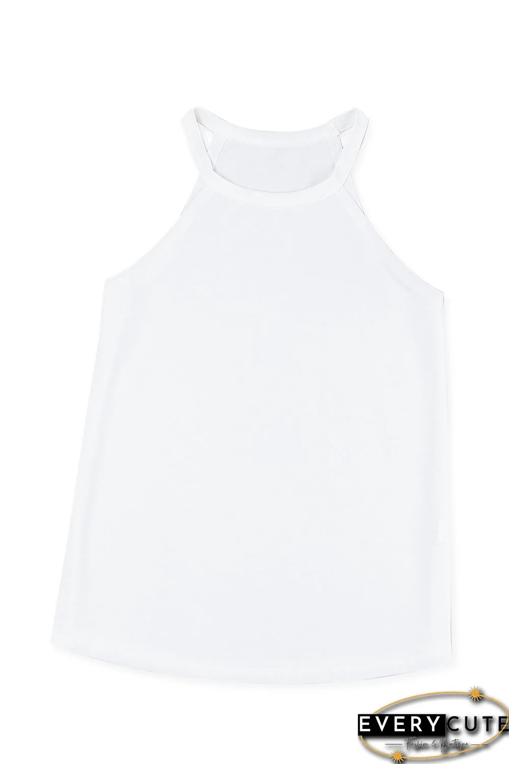 White Plain Halter Neck Tank Top
