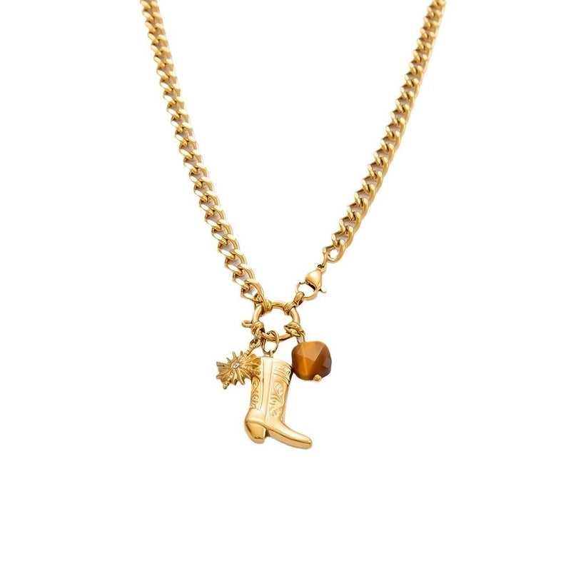 Lady Heart Shape 304 Stainless Steel Plating Pendant Necklace