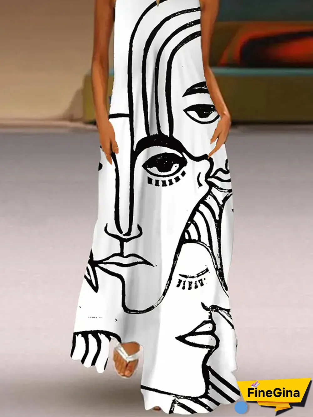 Casual V neck Abstract Dresses