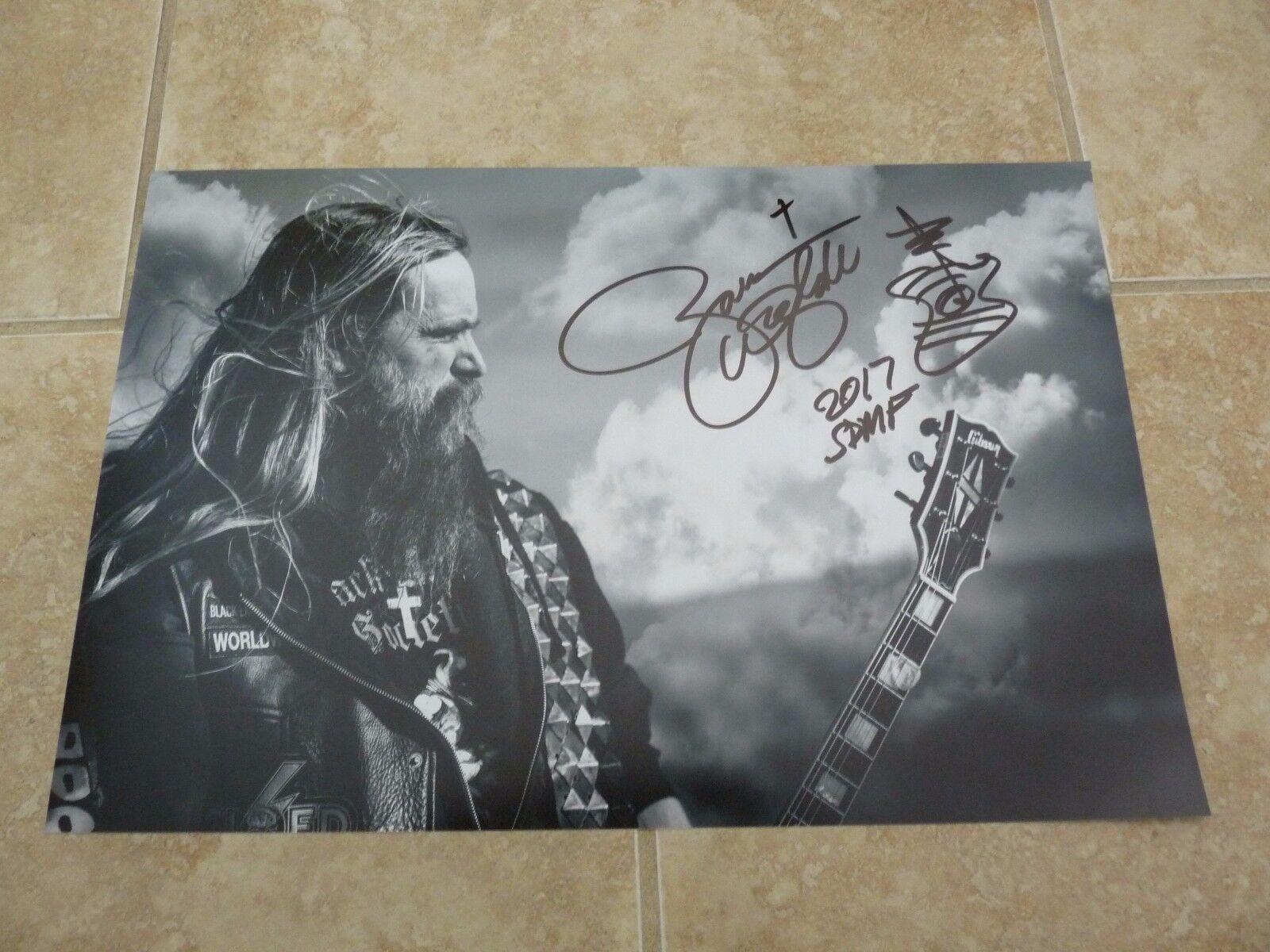 Zakk Wylde Ozzy BLS Signed Autographed 12X18 Photo Poster painting W/ Sketch Beckett Certified