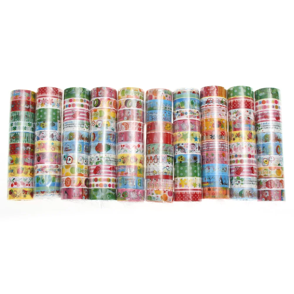 10pcs 1.5cmx2.5m Paper Sticky Adhesive Sticker Decorative Washi Tape