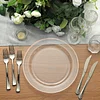 10 Pack | 10" Très Chic Rose Gold Rim Clear Plastic Dinner Plates, Disposable Party Plates
