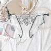 Sexy Mesh Embroidered Satin Strap Low Waist Transparent Briefs