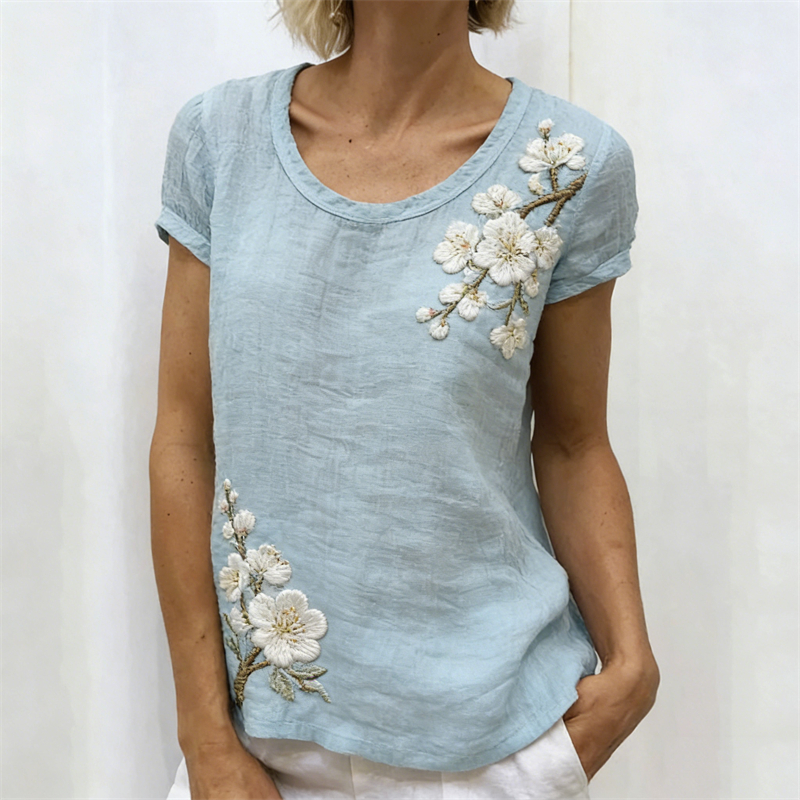 Classy Almond Blossom Art Vintage Linen Shirt wearshes