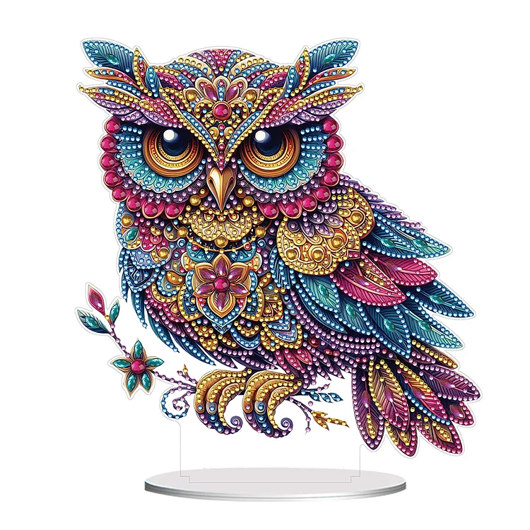 Acrylic Special Shape Owl Desktop Diamond Art Kits Rhinestones Desktop Ornaments