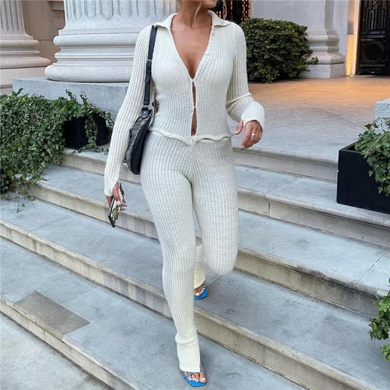 Sampic Overalls Jumpsuits Women Skinny Knitted Casual Sexy Ladies Long Sleeve Jumpsuit 2021 Autumn Winter Club Playsuit Body Top