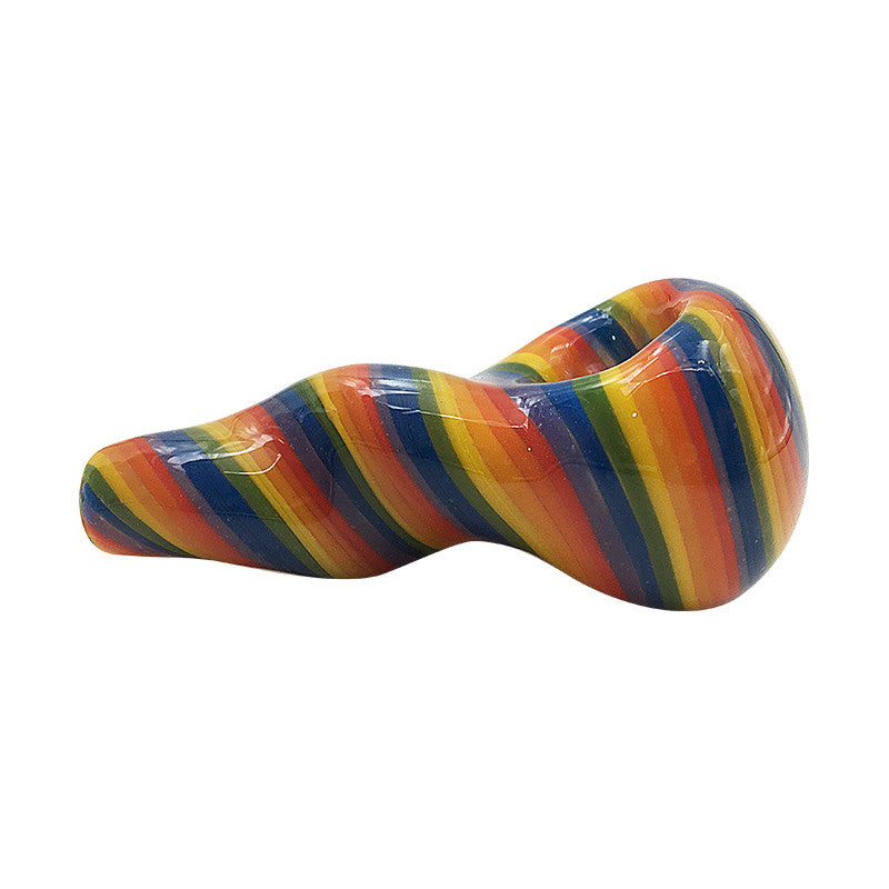 Hot Colored Glass Spoon Hand Pipe with Rainbow Colors