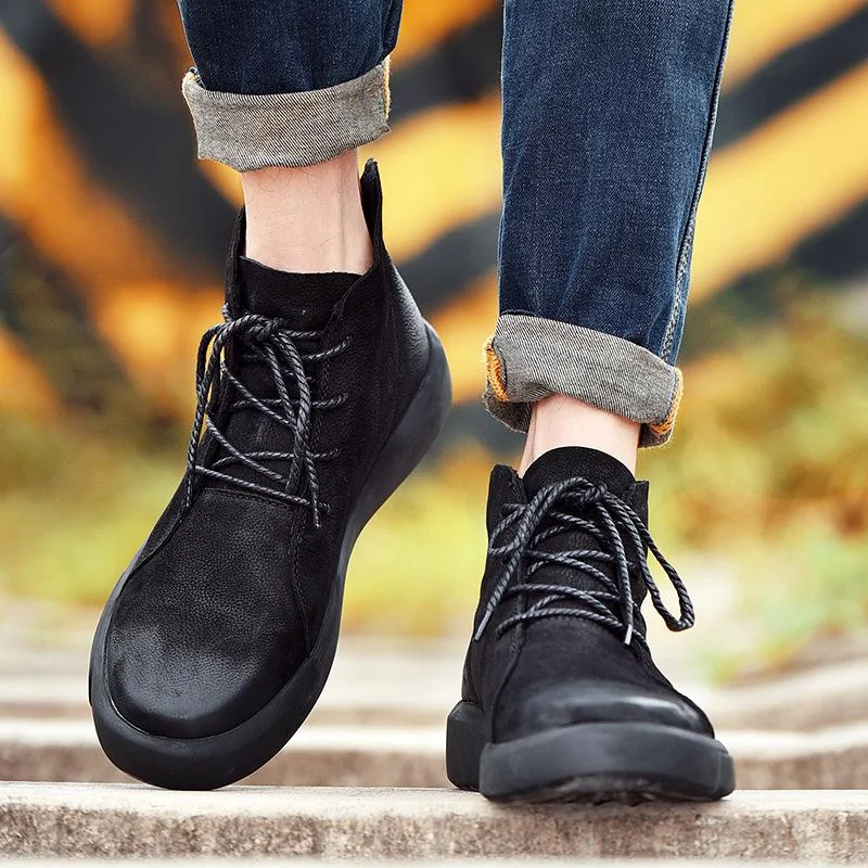 Warm Retro Martin Boots Men's Casual Men's Plush Work Shoes Men's