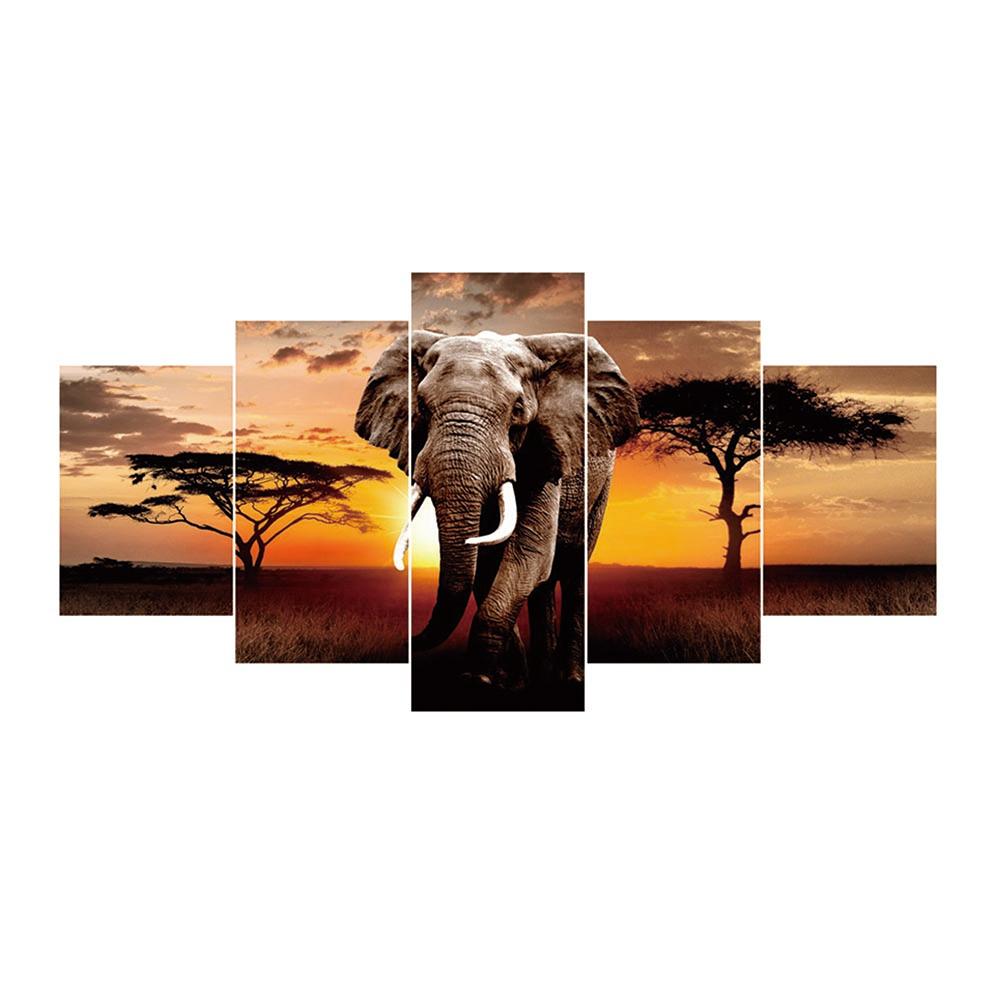 

5pcs Elephant - Round/Square Drill Diamond Painting - 95*45CM (Multi Big Size), Square diamond, 501 Original