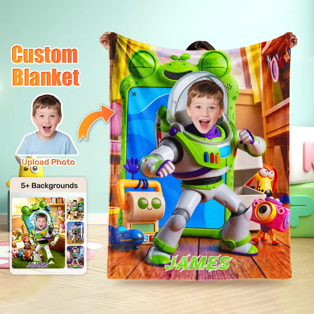 Custom Blanket With Your Face Space Pioneer and Toys Children's Day Birthday Gift For Boy