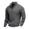 Men's Fleece-Lined Heavyweight Loose Fit Outdoor Warm Stand Collar Logo Casual Sports Sweatshirt by Inlyline