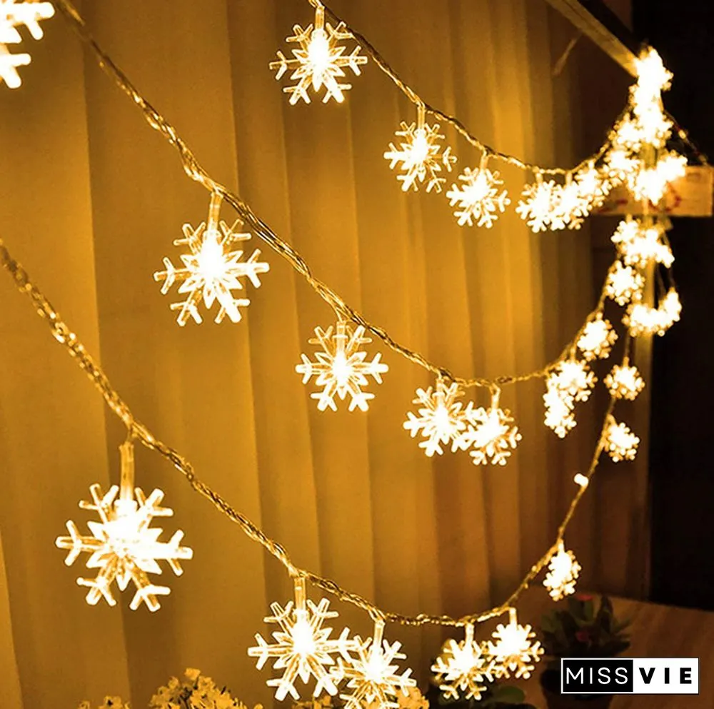 Battery Operated Snowflake Fairy String Lights For Indoor Outdoor Home Bedroom Patio Room