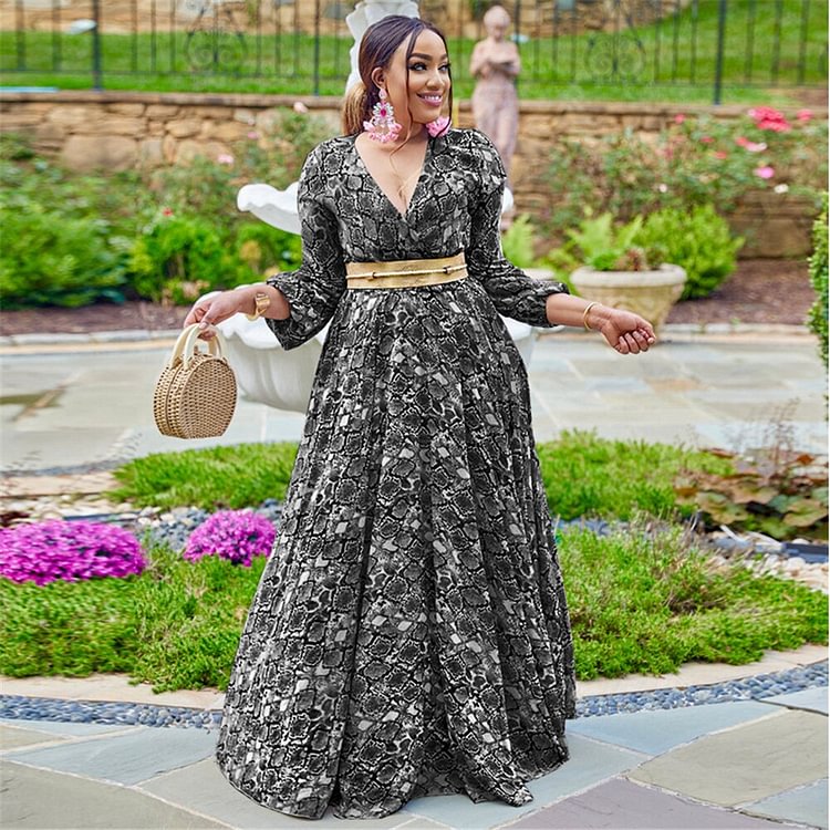 African Americans fashion QFY Dashiki Print Boho Dresses African Women 4XL 5XL Plus Size Maxi Robe Long Sleeve Elegant Dress 2022 Autumn Ankara Outfits Ankara Style QueenFunky