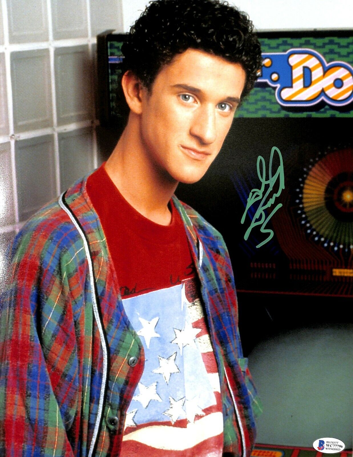 DUSTIN DIAMOND Signed SAVED BY THE BELL Screech 11x14 Photo Poster painting Beckett BAS Witness