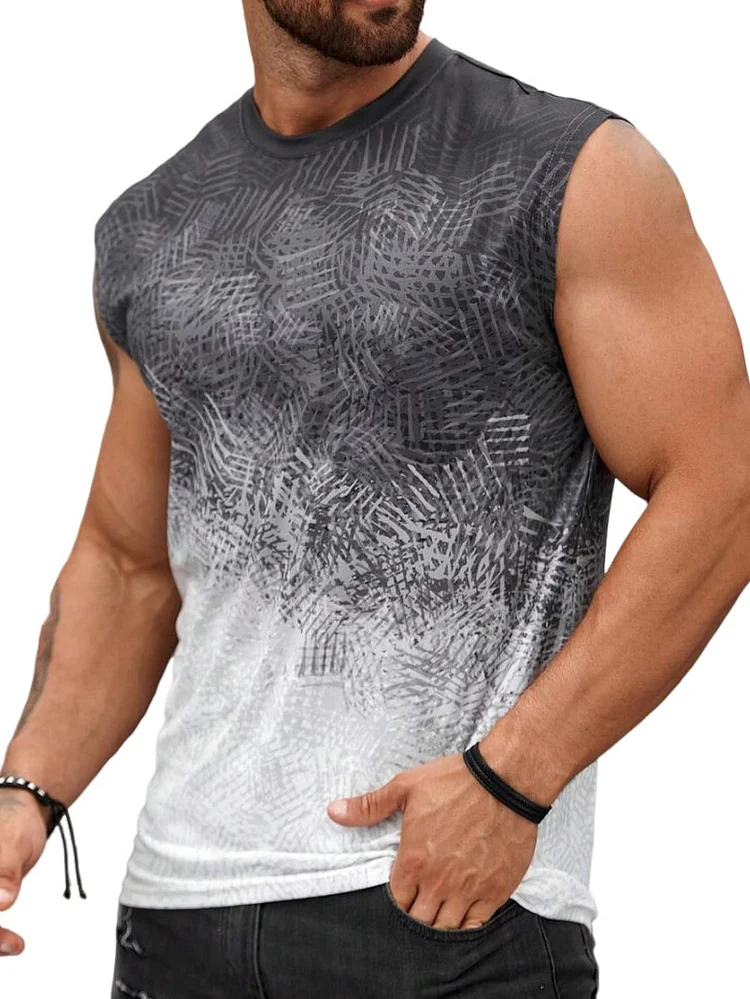 Men's Sports Gradient Print Sleeveless Round Neck T-Shirt