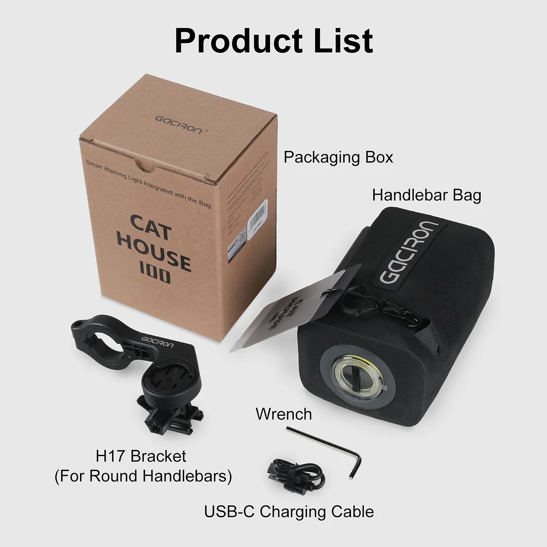 Gaciron CAT HOUSE 200 Handlebar Bag with Smart Warning Light