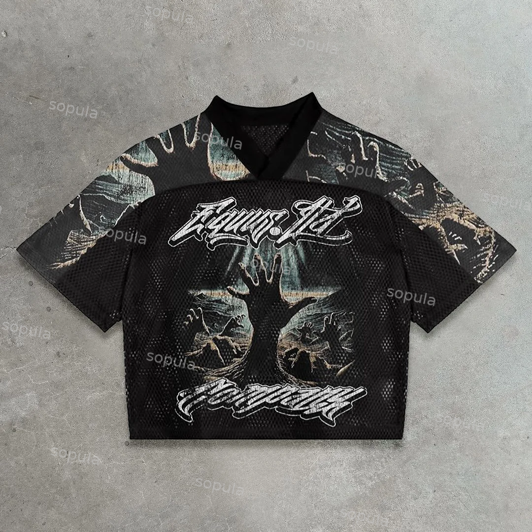 Vintage God's Hand 777 Graphics Blokecore Blokette Cotton Football Jersey T-shirt - SOPULA