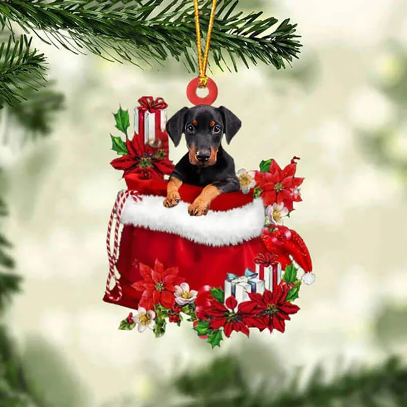 VigorDaily Doberman In Gift Bag Christmas Ornament GB078