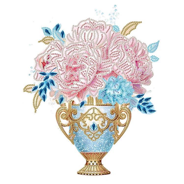 Pink Blue Vase 30*40CM (Canvas) Special Drill Diamond Painting gbfke