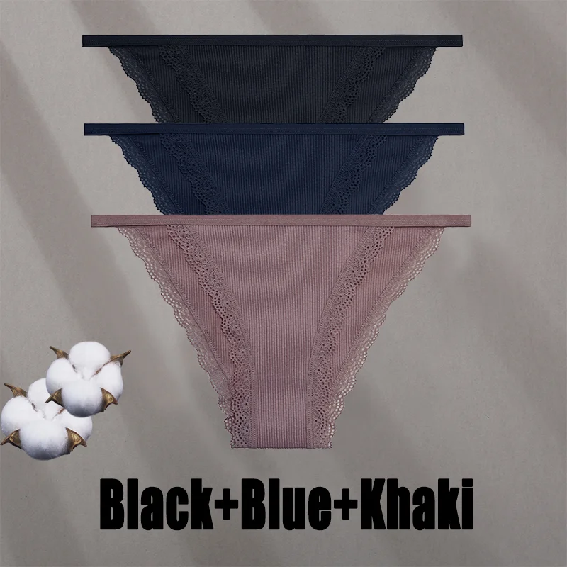 Billionm Women Sexy Lace Panties Cotton Breathable Underwear G-String Intimates Lingerie Female Solid Color Soft Underpants
