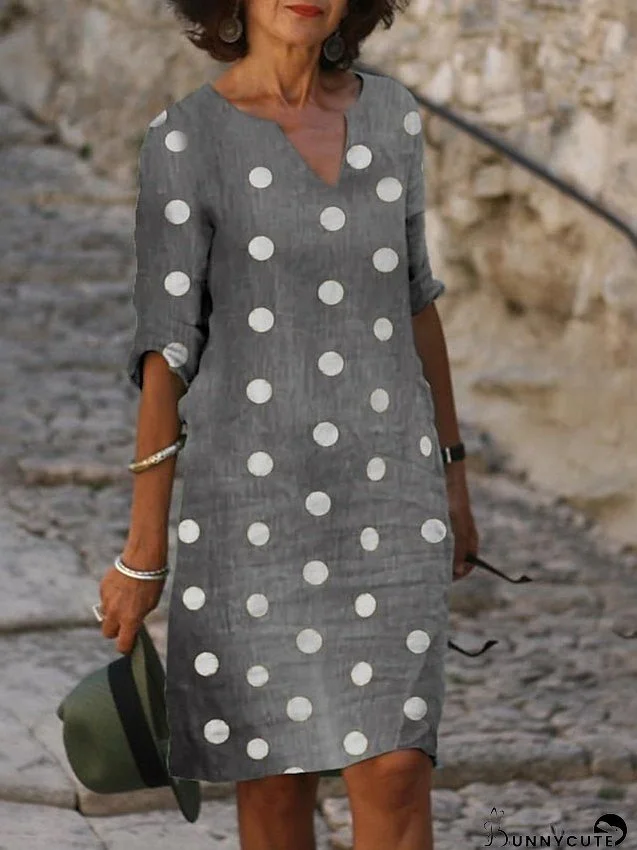 Casual Dress Shift Dress Summer Dress Polka Dot Print Split Neck Midi Dress Active Fashion Outdoor Daily Half Sleeve Regular Fit Black Pink Blue Summer Spring S M L XL XXL for Women