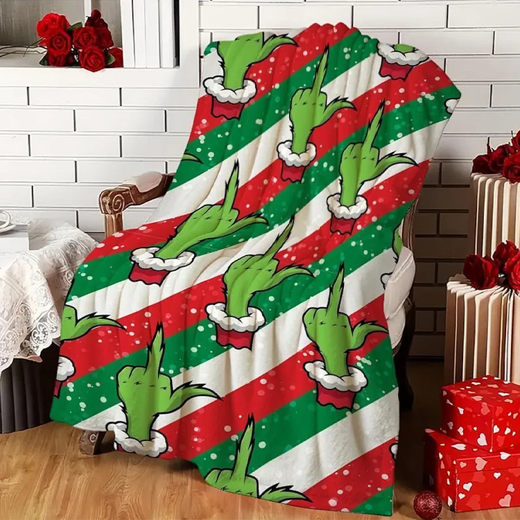 Funny Grinch Christmas Blanket &ndash; &ldquo;Holiday Chaos Collection&rdquo;