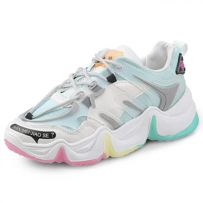 Height Increasing Colorful Running Shoes Woman Sneakers Outdoor Sport Athletic PLatform Cushioning Footwear Color Sole Snekaers