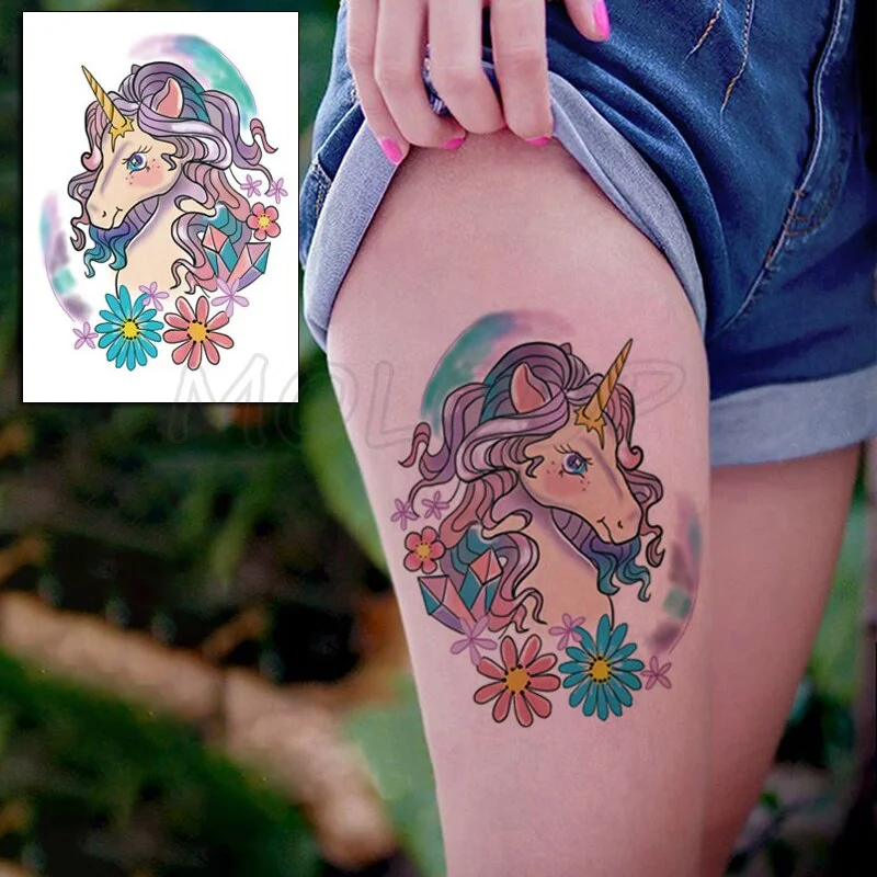 Waterproof Temporary Tattoo Sticker Horse Big Animal Hair Tatoo Water Transfer Fake Tatoo Flash Tatto Woman Man Kid 14.8*21 Cm