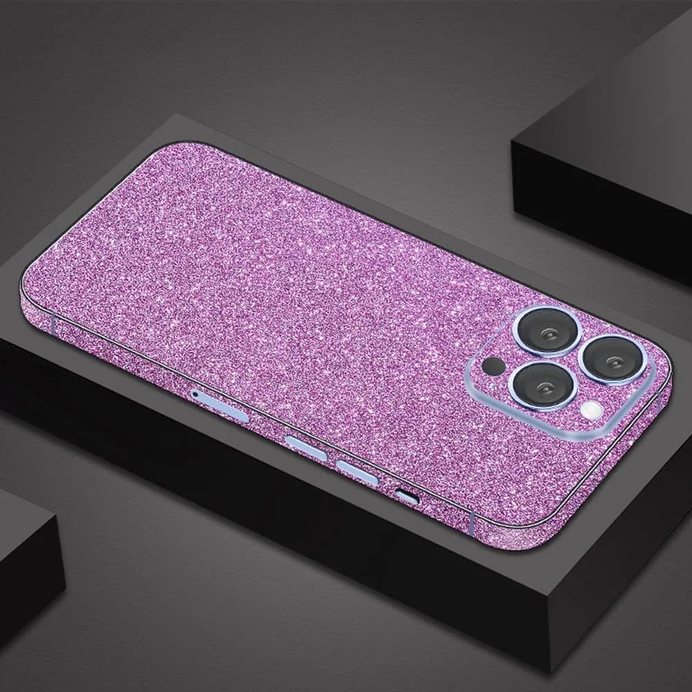 Compatible with iPhone 13 Pro Max Bling Glitter Sticker Skin Wraps Shiny Sparkle Cute for Women Girls Girly Luxury Sticker 2 Pack Rainbow