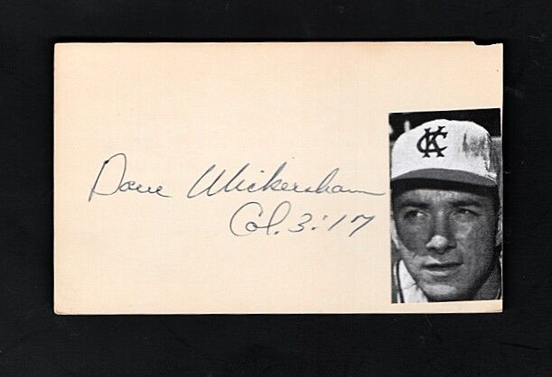 1960-63 DAVE WICKERSHAM-KANSAS CITY A'S AUTOGRAPH 3X5 CARD W/Photo Poster painting