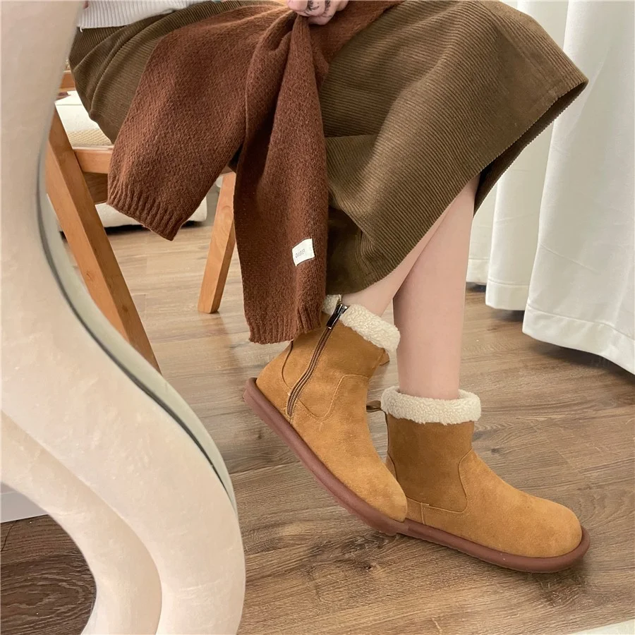 Yyvonne Boots Women 2025 Winter New Sen Series Retro Plus Velvet Cotton Shoes Soles Of Casual Hair To Keep Warm Short Boots Women
