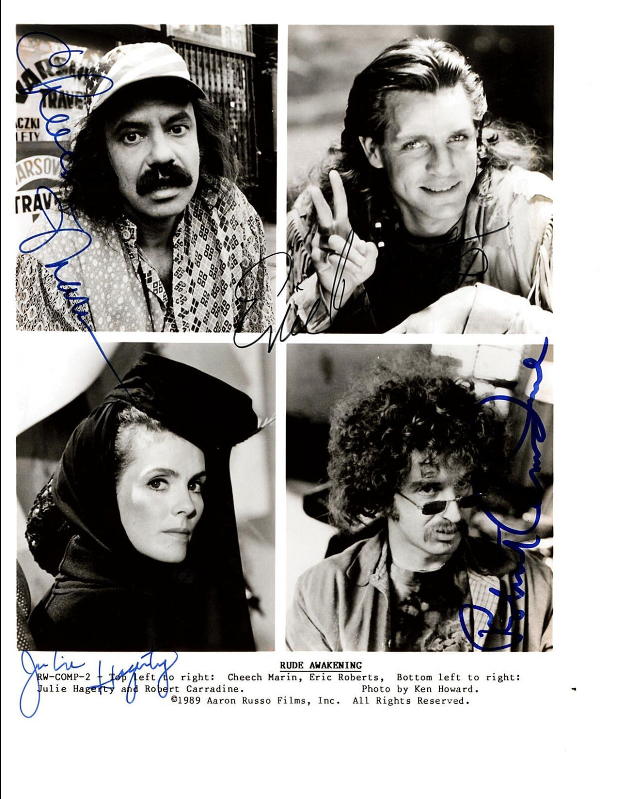 CHEECH MARIN, ERIC ROBERTS, JULIE HAGERTY, ROBERT CARIDINE SIGNED 8X10 W/COA