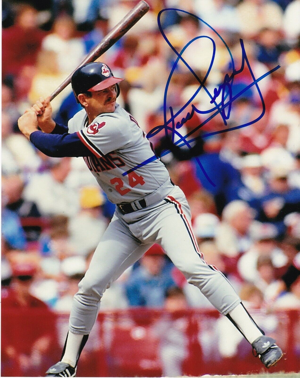 RICK DEMPSEY CLEVELAND INDIANS ACTION SIGNED 8x10