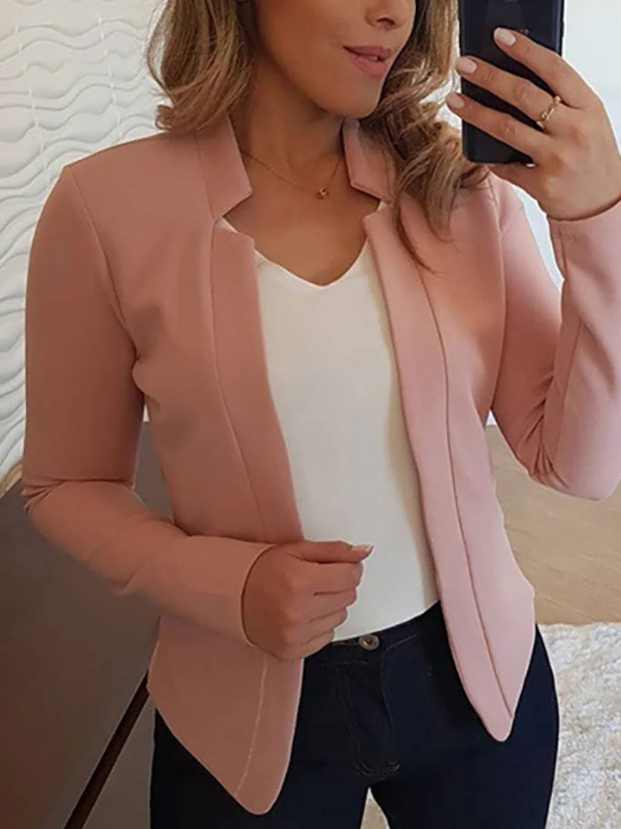 Plain Long Sleeve Cardigan Casual Blazer