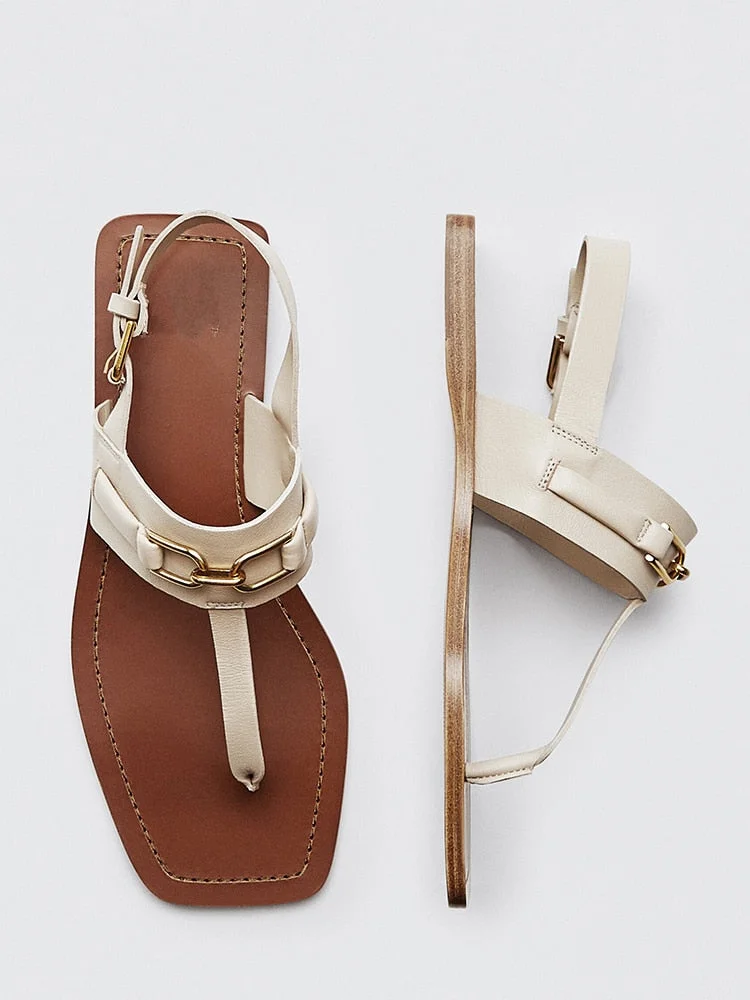 Christmas Gift Withered 2023 Indie Folk Vintage Genuine Leather England Fashion Gold Buckle Summer Roma Sandals Women Shoes Woman Women Sandals