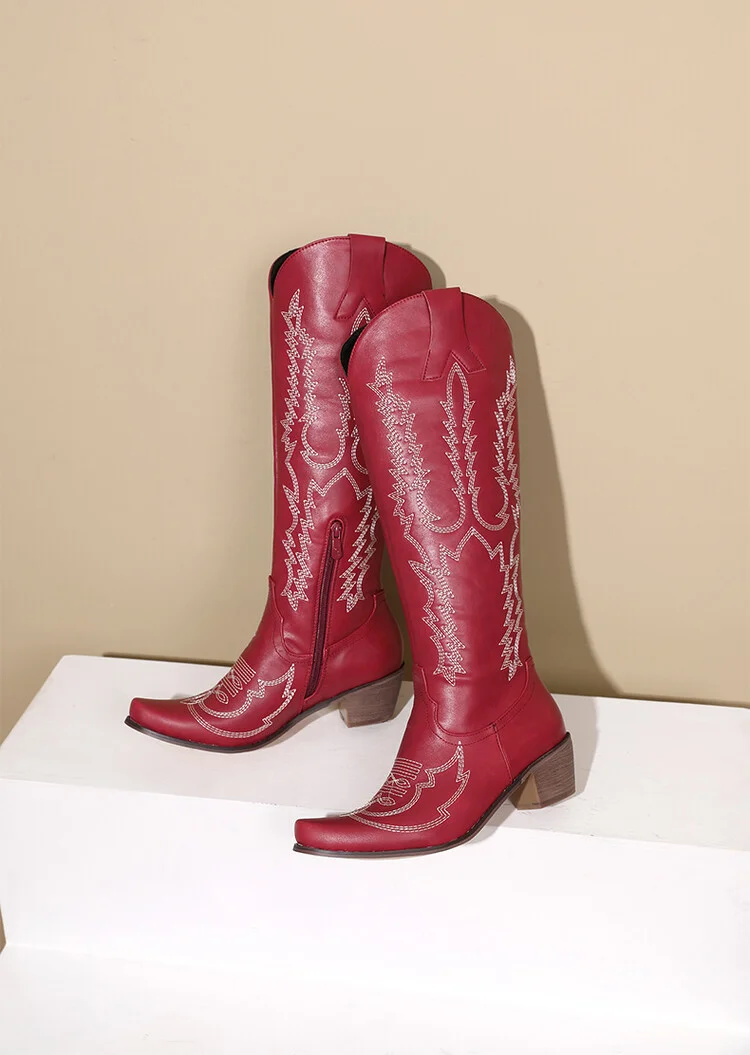 Women's Vintage Embroidered Long Western Boots