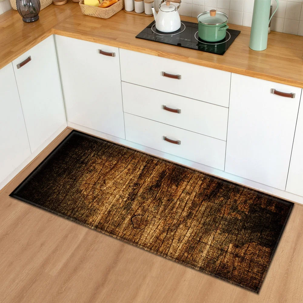 Modern Kitchen Mat  Bedroom Entrance Doormat Wood grain Home Hallway Floor Decoration Living Room Carpet Bathroom Anti-Slip Rug