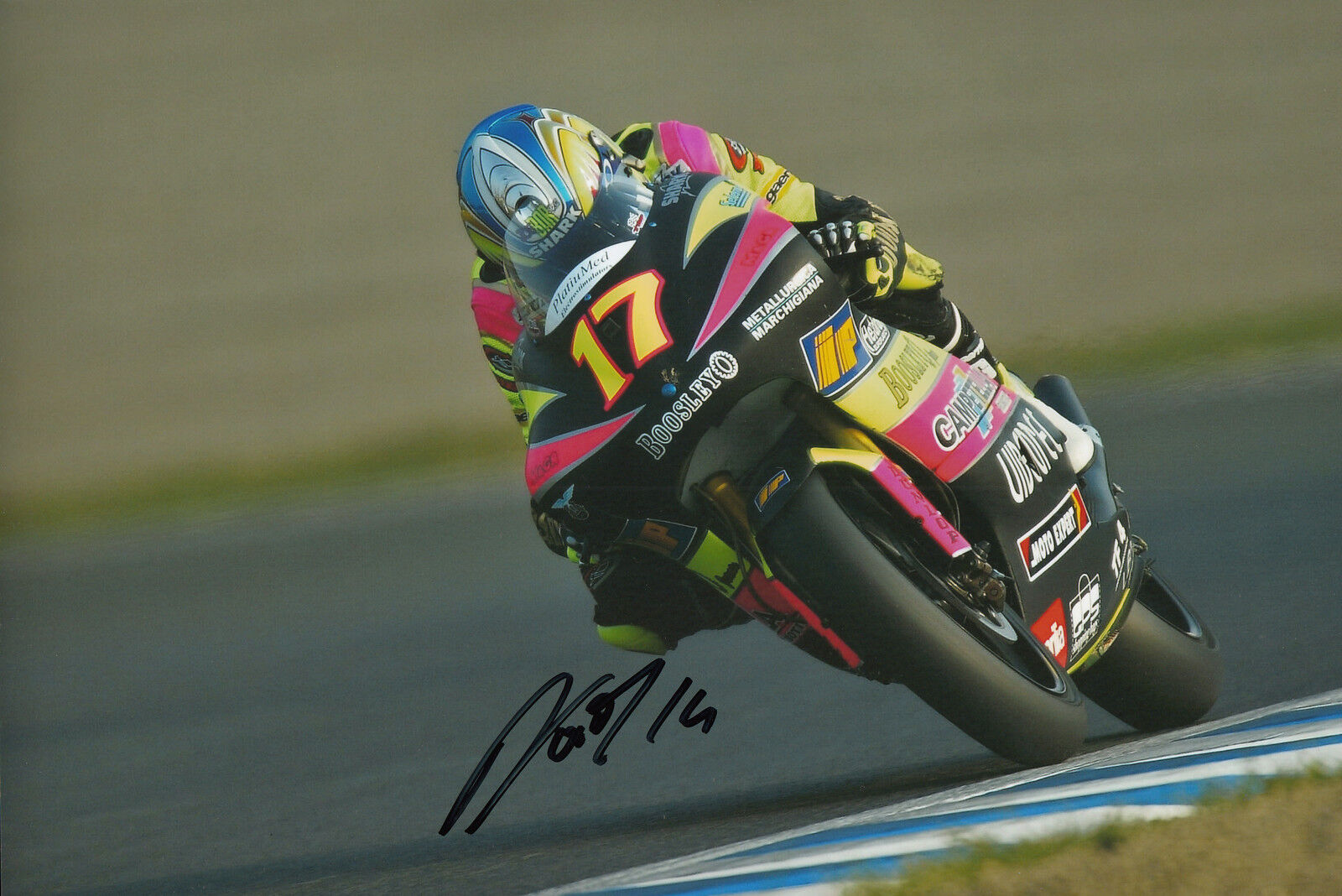 Randy de Puniet Hand Signed Aprilia 250cc 2002 12x8 Photo Poster painting.