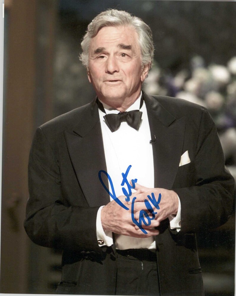 Peter Falk (d. 2011) Signed Autographed Glossy 8x10 Photo Poster painting - COA Matching Holograms