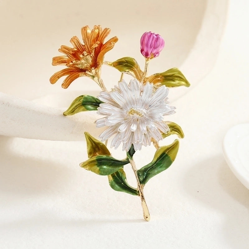 Retro Pin Flower Alloy Enamel Women'S Brooches3