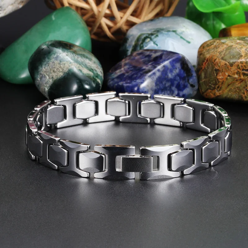 Women's Or Men's Real Tungsten Carbide Hologram Energy Bracelets Unisex Fashion 215mm Link Chain Bangles For Mens And Womens
