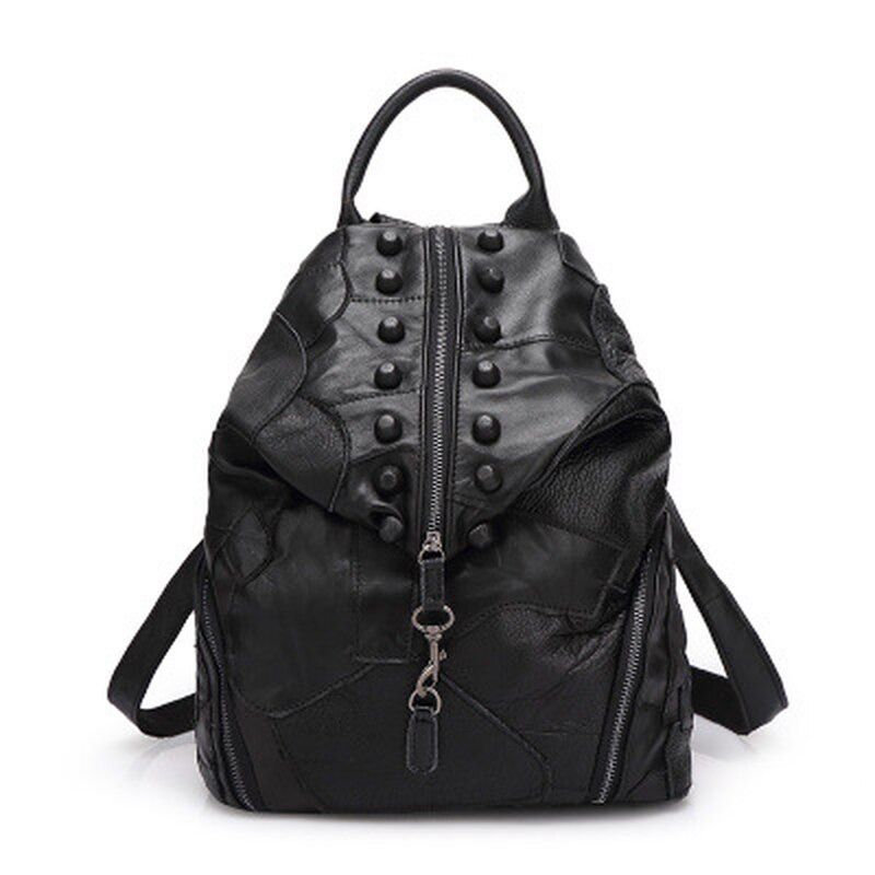 Black Color of Woosir Colorful Soft Leather Backpacks for Women