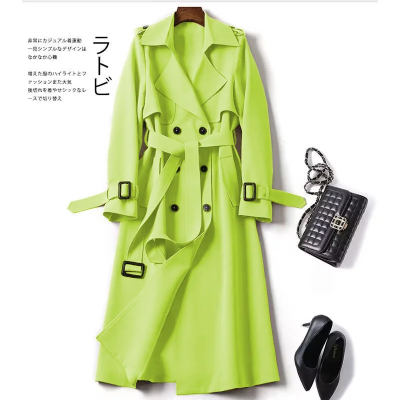 Woherb Woherb Women In The Long 2024 Spring And Autumn New Korean Version Of Large Size Small Popular British Wind Coat Over The Knee Coat-Outfit Ideas